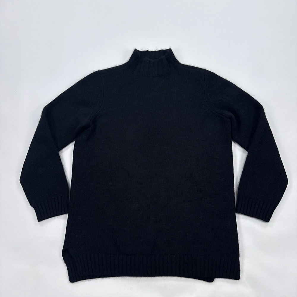 J McLaughlin Womens Sweater Medium Black Cashmere Long Sleeve Mock Neck Luxury